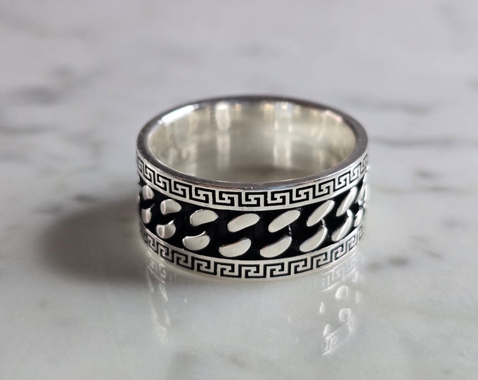 Mens Estate Sterling Silver Band Ring 10.7g E7844