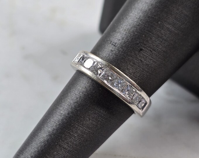 Womens Vintage Estate 14k White Gold Diamond Ring 4.1g #E1489