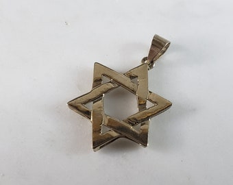 Vintage Estate 18k Gold Judaica Star of David Pendant 3.4g E2958