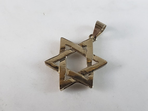 Vintage Estate 18k Gold Judaica Star of David Pen… - image 1