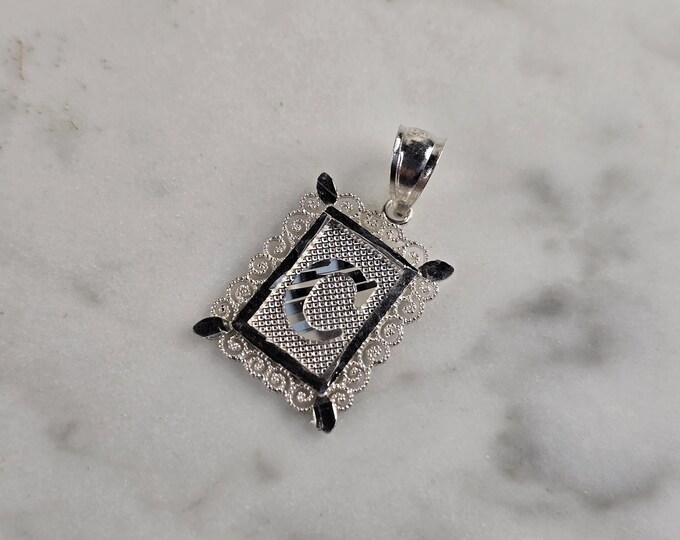 Womens Sterling Silver Initial Letter " C " Pendant 1.0g E4860