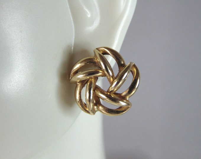 Womens Vintage Estate 14K Yellow Gold Modernist Earrings 2.1g E2996