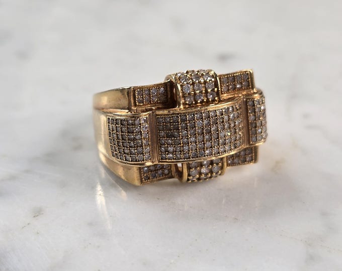 Womens Vintage Estate 10K Yellow Gold Diamond Ring 8.2g E3980