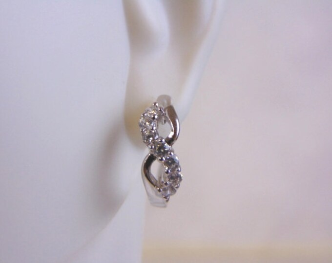 Womens Vintage Estate Sterling Silver CZ Earrings 3.3g E4047