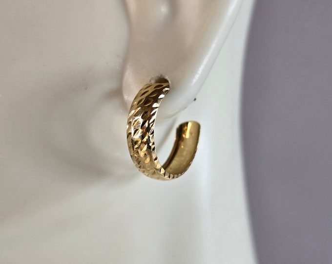 Womens Vintage Estate 14K Yellow Gold Hoop Earrings, 0.6g E5369
