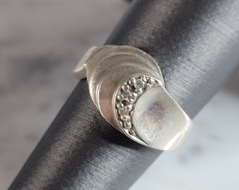 Womens Vintage Estate Sterling Silver Modernist Ring 3.1g E3507