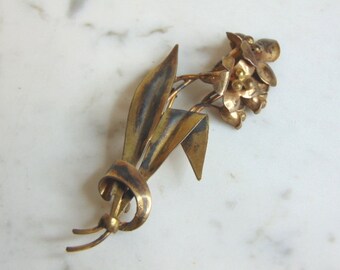 Womens Vintage Estate Sterling Silver Floral Brooch 12.2g E5436