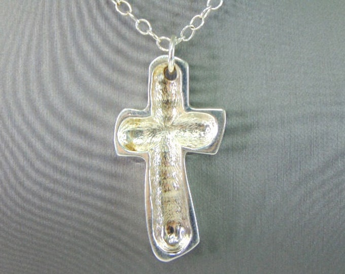 Womens Vintage Estate Fine Silver Cross Necklace 25.4g E5701