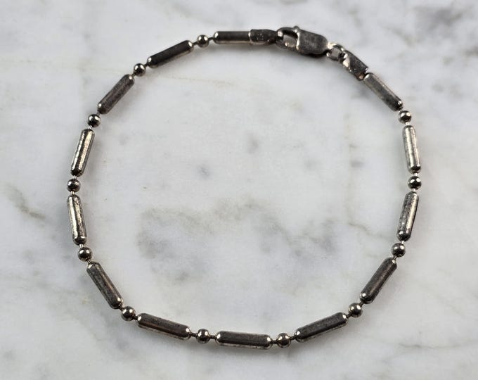 Womens Vintage Estate Sterling Silver Beaded Bracelet 4.7g E3895