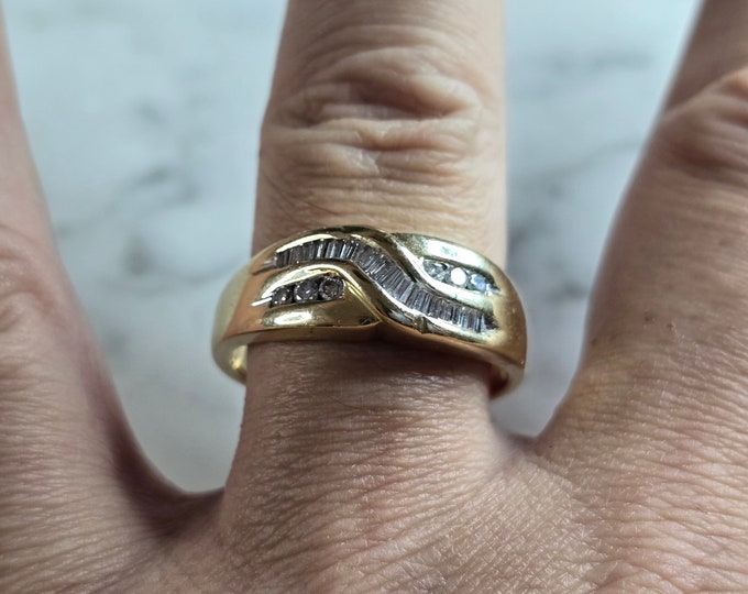 Mens Vintage Estate 14K Yellow Gold Diamond Ring 10.2g E7939