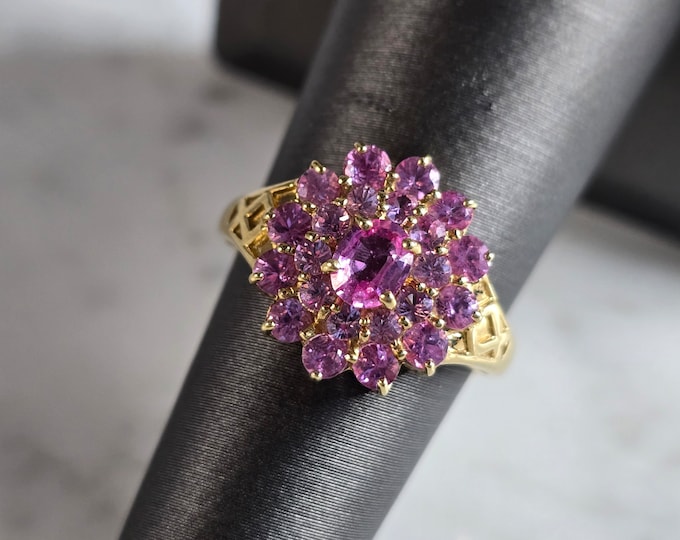 Womens Vintage Estate 14k Yellow Gold Rhodolite ? Ring 2.7g E7455