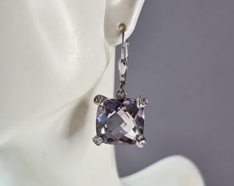 Womens Vintage Estate Sterling Silver CZ Earrings 14.5g E1889