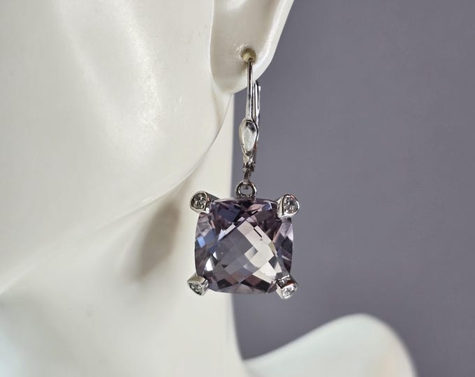 Womens Vintage Estate Sterling Silver CZ Earrings 14.5g E1889