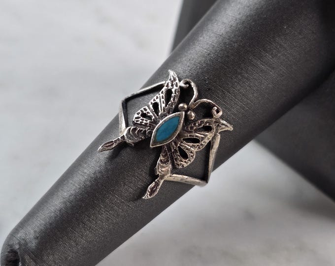 Womens Vintage Estate Sterling Silver Butterfly Ring 1.5g E1680