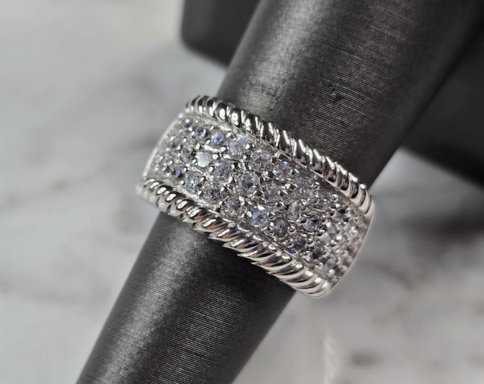 Womens Vintage Estate Sterling Silver CZ Ring 8.0g E6109