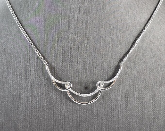 Womens Estate Sterling Silver Modernist Pendant Necklace 6.4g E3070