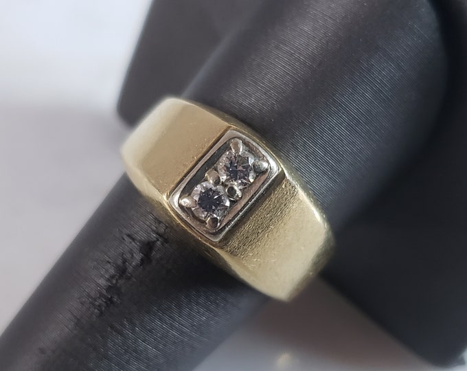 Mens Vintage Estate 14K Yellow Gold Diamond Ring 9.8g E6195
