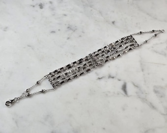 Womens Vintage Estate Sterling Silver Modernist Bracelet 16.4g E1162