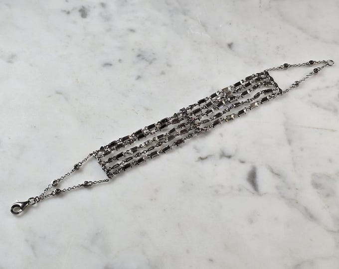 Womens Vintage Estate Sterling Silver Modernist Bracelet 16.4g E1162