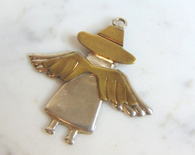Womens Vintage Estate Sterling Silver Angel Pendant 6.1g E5722