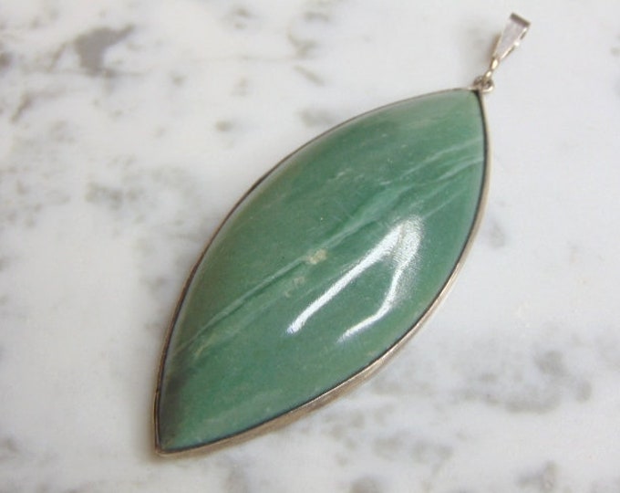 Womens Vintage Estate Sterling Silver Variscite Stone Pendant 34.4g E4830
