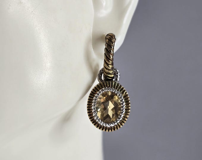 Womens Vintage Estate Sterling Silver Gold Tone Citrine Earrings 9.0g E1159
