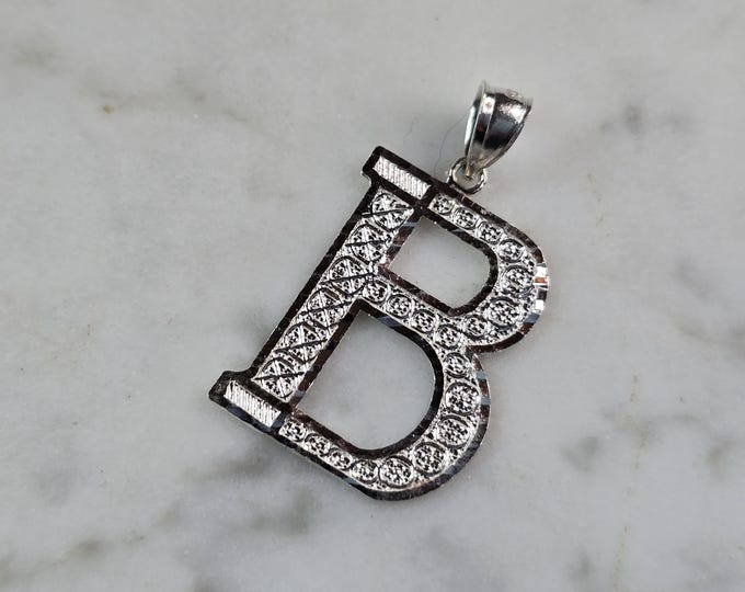 Womens Sterling Silver Initial Letter " B " Pendant 1.4g E1849