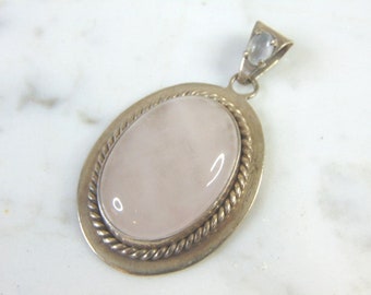 Womens Vintage Estate Sterling Silver Quartz Pendant 11.8g E2681
