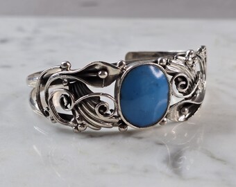 Womens Vintage Sterling Silver Southwestern Turquoise Cuff Bracelet 34.6g E534