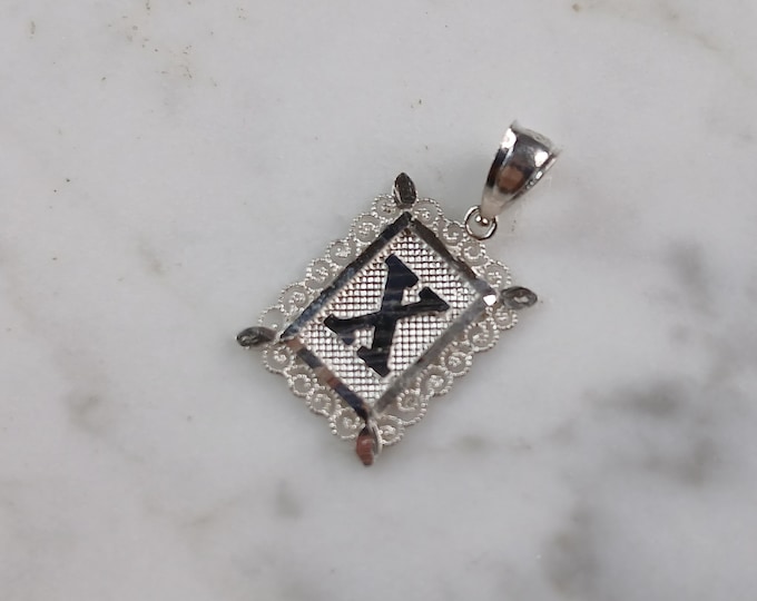 Womens Sterling Silver Initial Letter " X " Pendant 1.0g E4886