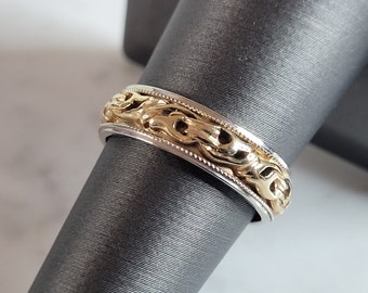 Womens Vintage Estate 14k Mixed Gold Wedding Band Ring 4.8g E3683