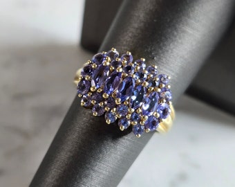 Vintage Effy 14K Yellow Gold Purple Tanzanite & Diamond Ring Size 7 - Etsy
