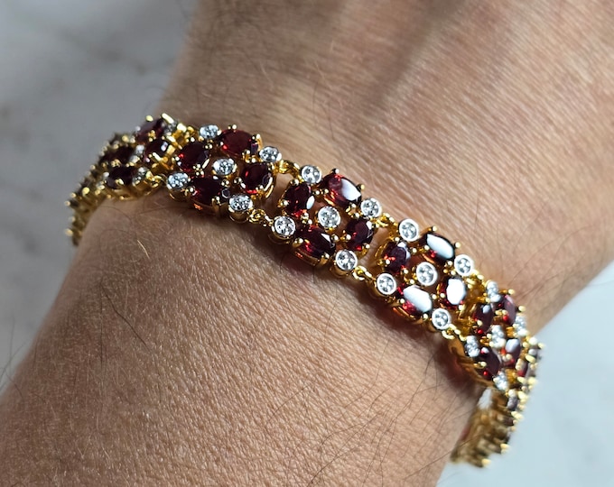 Womens Vintage Estate Sterling Silver Gold Tone Bracelet 27.8g E7866