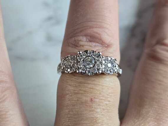 Womens Vintage Estate 14K White Gold Diamond Ring… - image 5