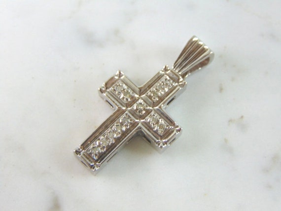 Vintage Estate 14k Gold Diamond Cross Pendant 11.… - image 1