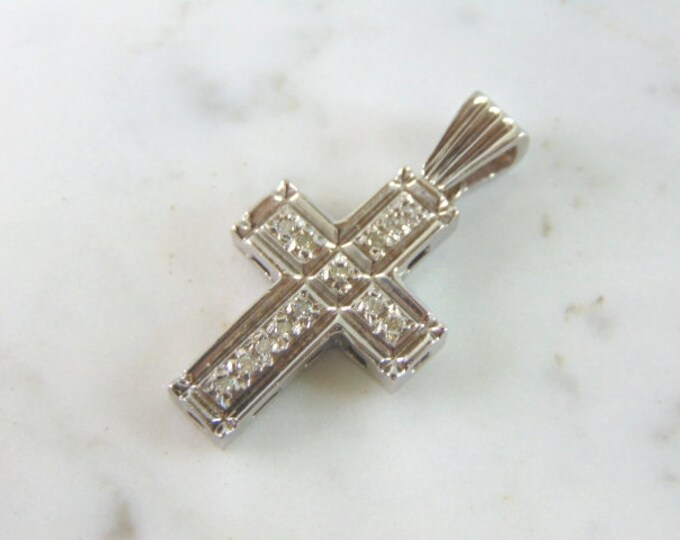 Vintage Estate 14k Gold Diamond Cross Pendant 11.5g E4118