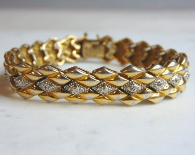 Womens Vintage Estate Sterling Silver Gold Tone Bracelet 26.2g E5257