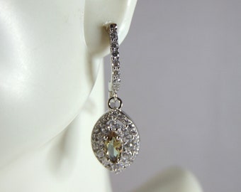 Womens Estate Sterling Silver Citrine Dangle Earrings 5.5g E2648