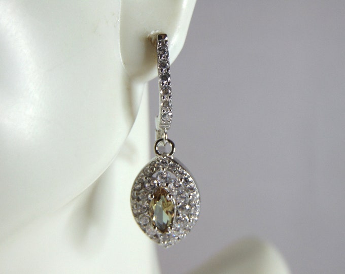 Womens Estate Sterling Silver Citrine Dangle Earrings 5.5g E2648