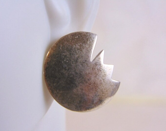 Womens Vintage Estate Sterling Silver Modernist Earrings 5.6g E4337