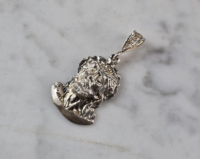 Womens Vintage Estate Sterling Silver Jesus Pendant 4.2g E1634