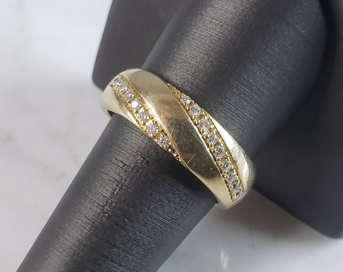 Mens Vintage Estate 14k Yellow Gold Diamond Ring 8.5g  #E1214