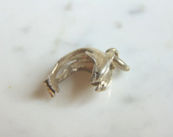 Womens Vintage Estate Sterling Silver Dolphin Pendant 3.0g E5882