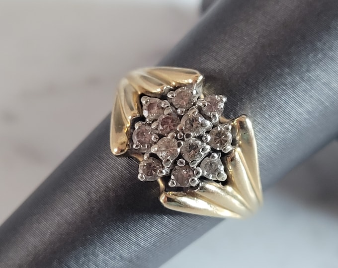 Womens Vintage Estate 14k Gold Diamond Cluster Ring 4.3g E3578