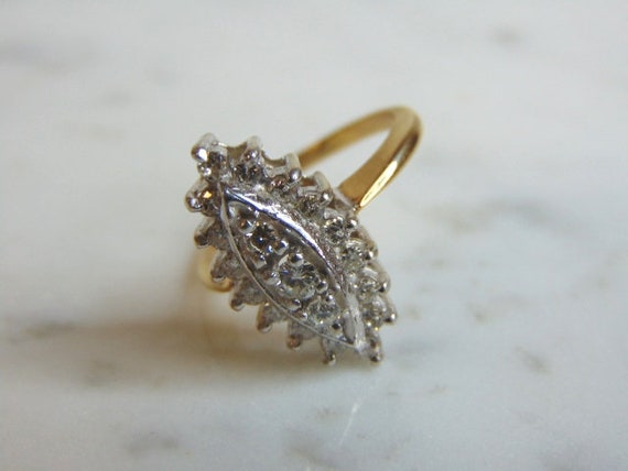 Womens Vintage Estate 14K Yellow Gold Diamond Rin… - image 2