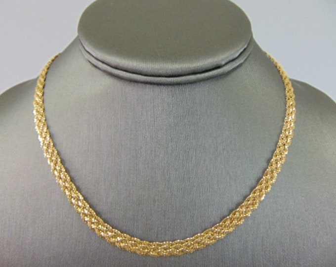 Womens Vintage Estate 14K Yellow Gold Mesh Necklace 12.8g E963
