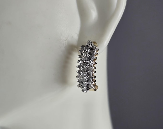 Womens Vintage Estate 10K Yellow Gold Diamond Earrings, 4.2g E3769