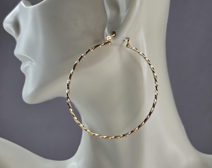 Pr Womens Vintage Estate 14K Gold Twisted Hoop Earrings, 3.9g E5140