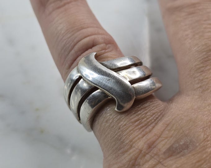 Womens Vintage Estate Sterling Silver Modernist Ring 8.5g E5560