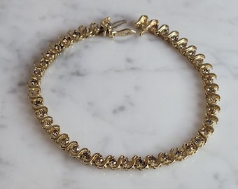 Womens Vintage Estate 14K Gold Diamond Tennis Bracelet w/ 2.0cts 12.4g E6948